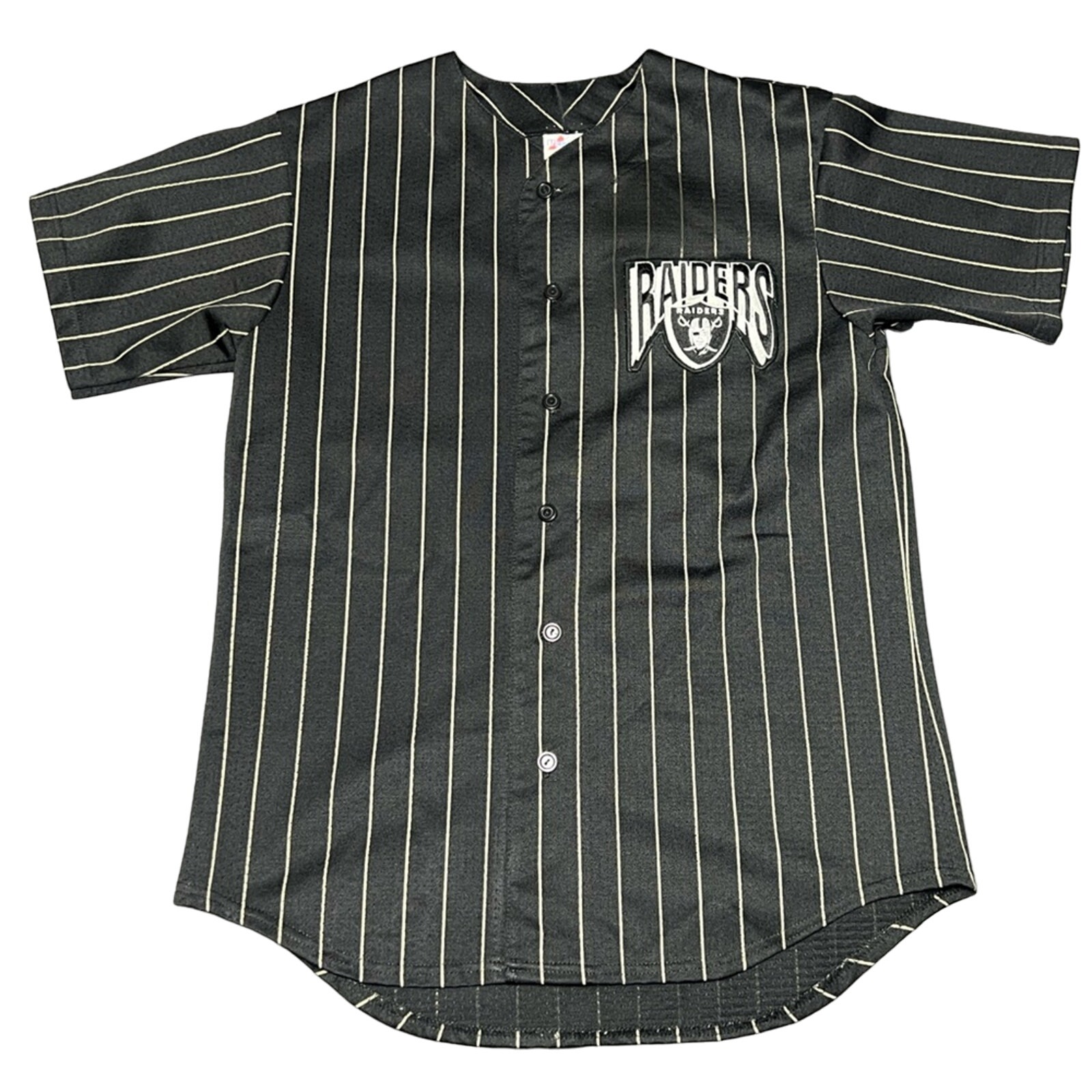 Vintage Majestic Baseball Oakland Raiders PINSTRIPE Jersey Mens MEDIUM Made USA