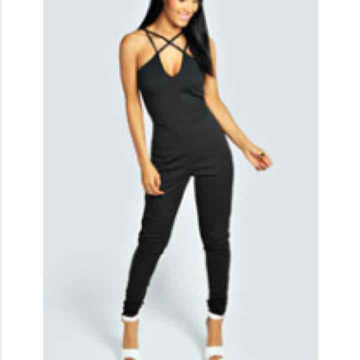 Strappy black jumpsuit