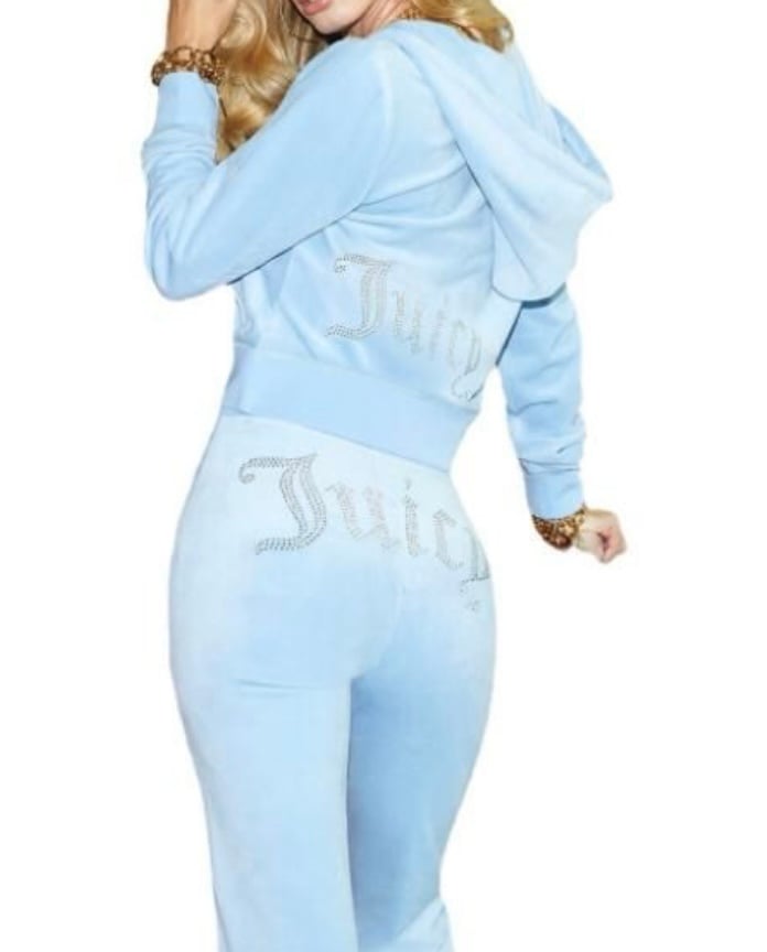 New juicy couture blue velour set M,L