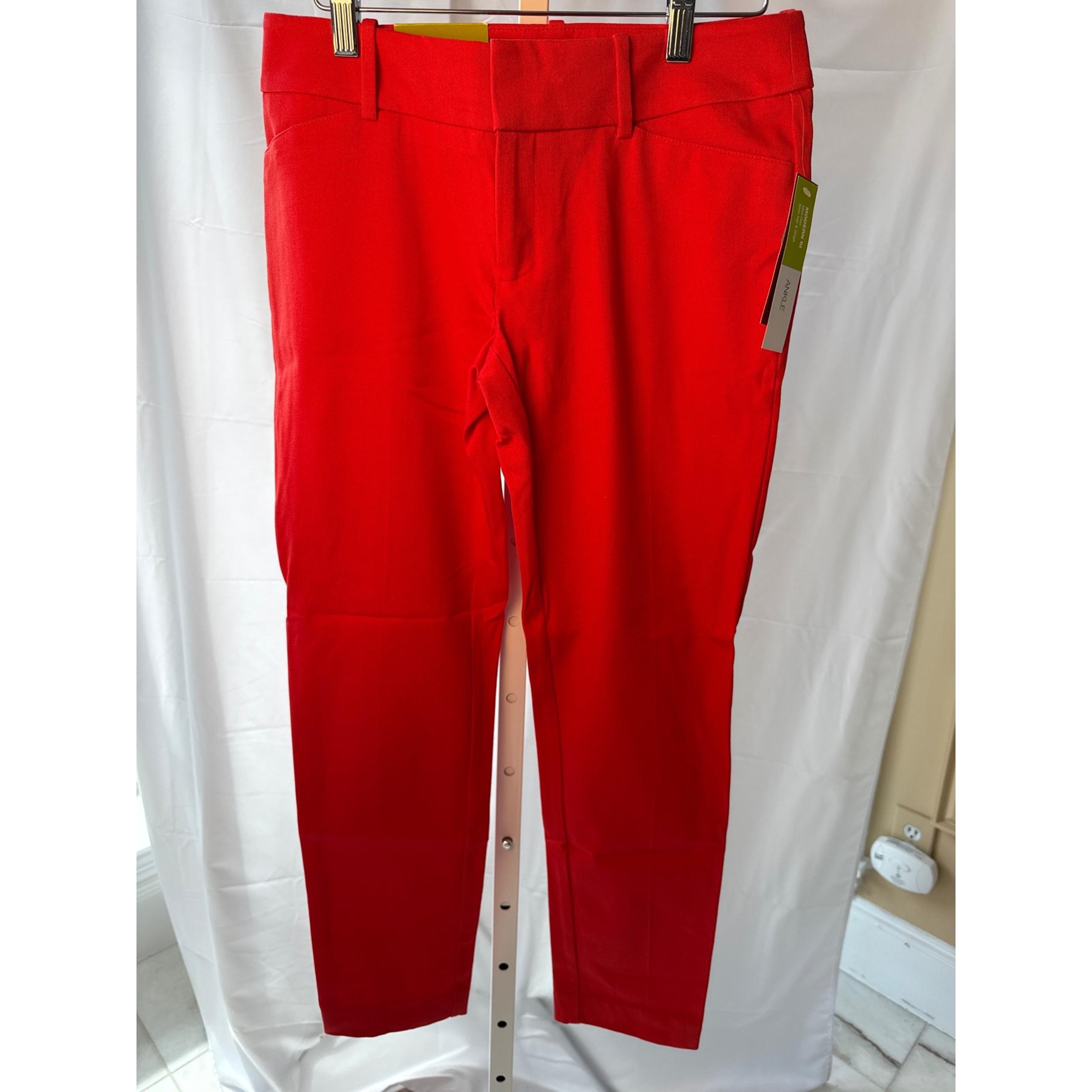 NWT Merona Ankle Pants Modern Fit Slim Leg Mid-Rise Stretch Red Size 4