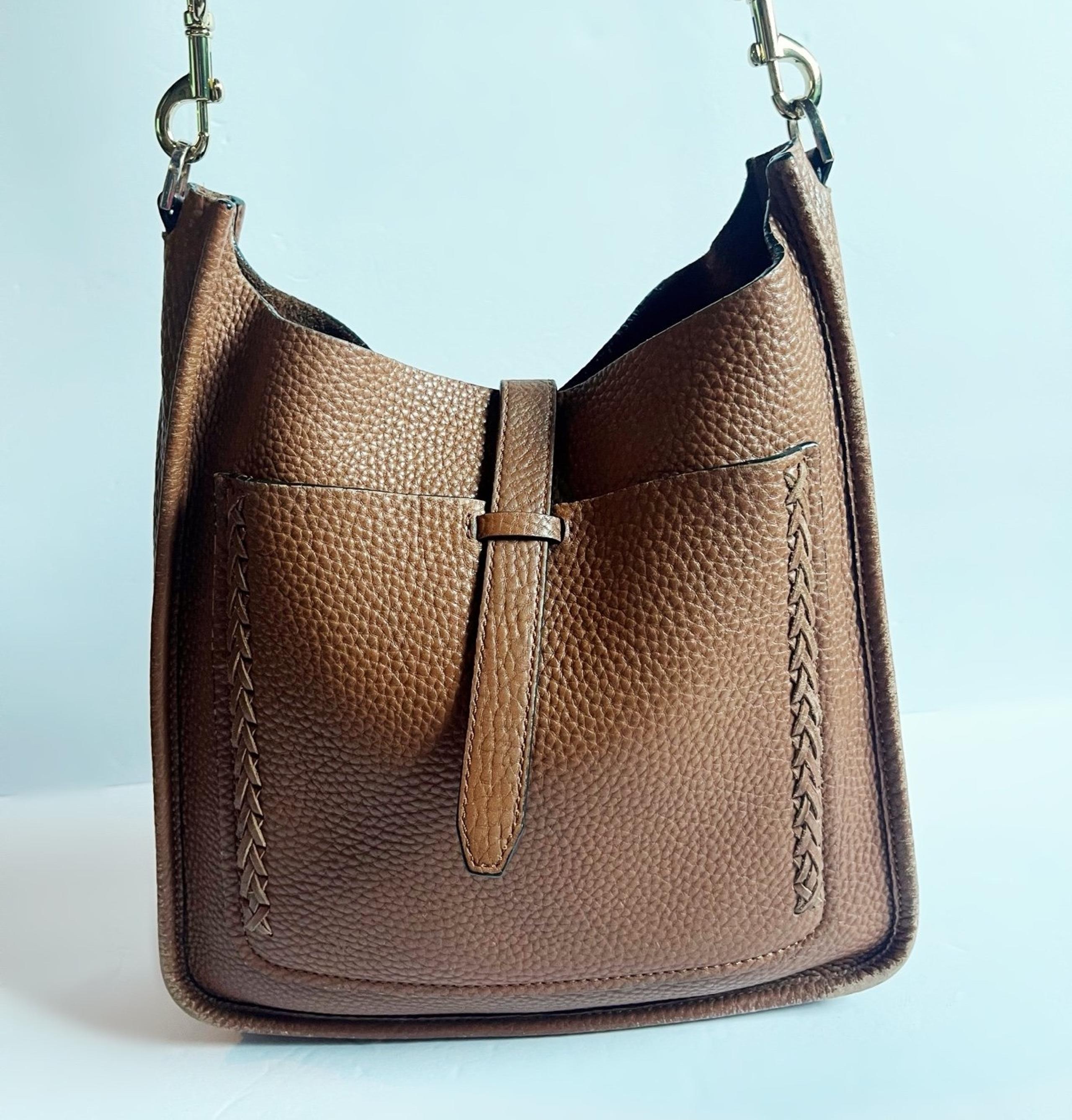 Rebecca Minkoff Large Feed Brown Whipstitch Leather Crossbody Shoulder Bag Purse