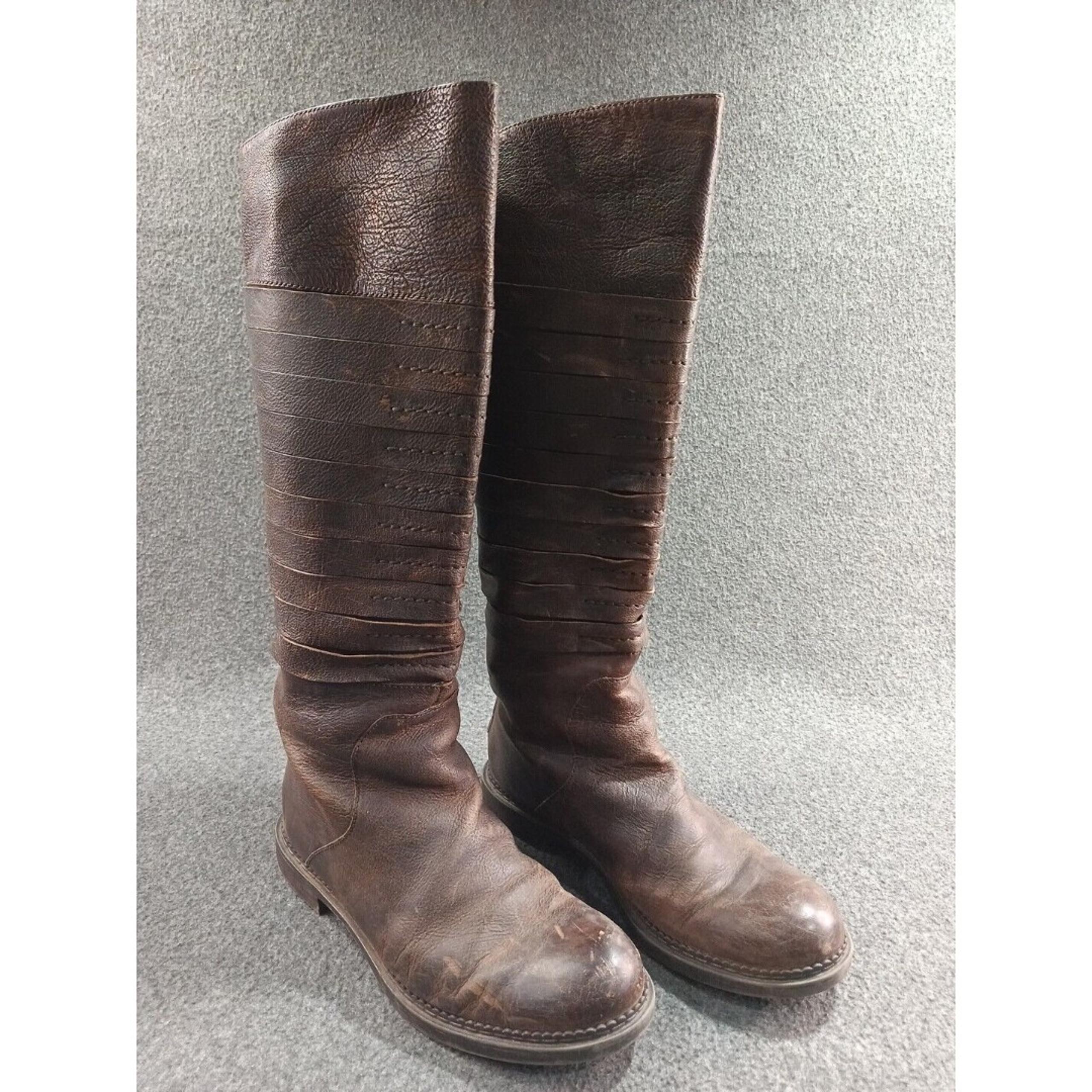 Enzo Angiollini Womens Brown Leather Distressed Boots Size 8M