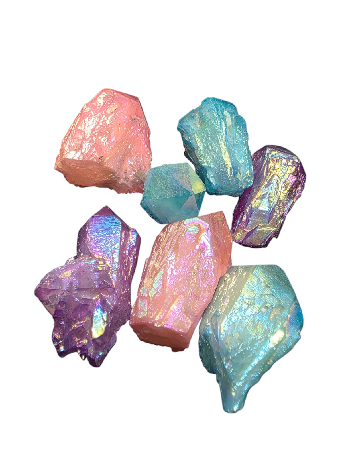 Aqua Aura Quartz Crystal Points Pink Blue Purple Lot