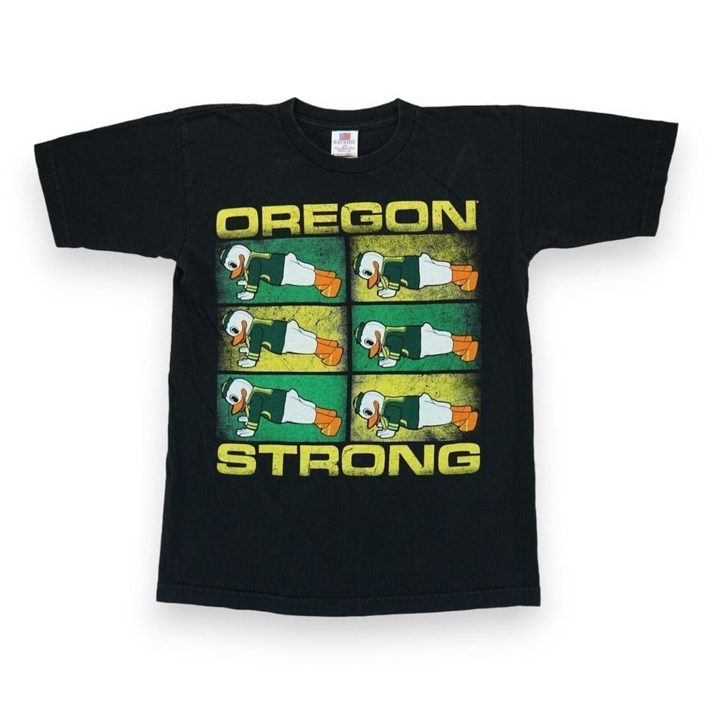 Vintage Oregon Ducks Strong Vintage T-shirt S Black NCAA Sports 90s Big Graphic