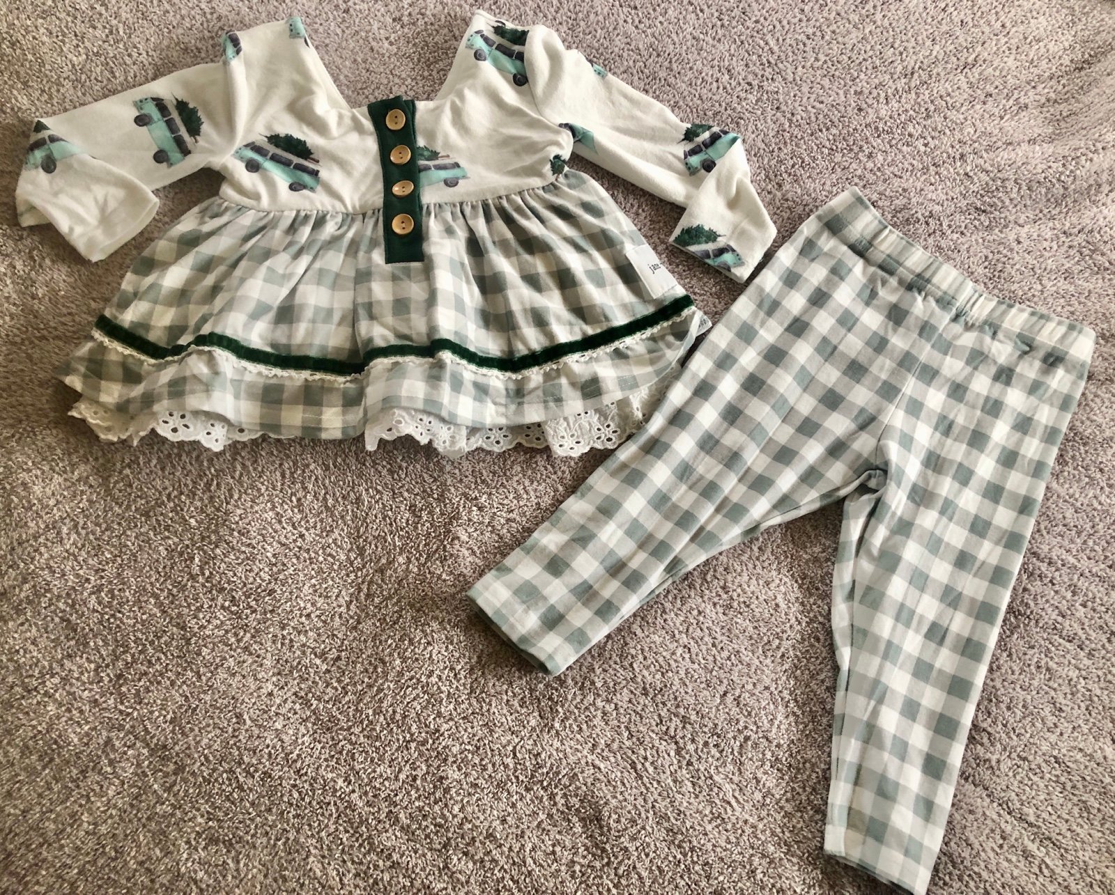Boutique Jane + Jo Size 12 Months Christmas Tree Van Tunic Set
