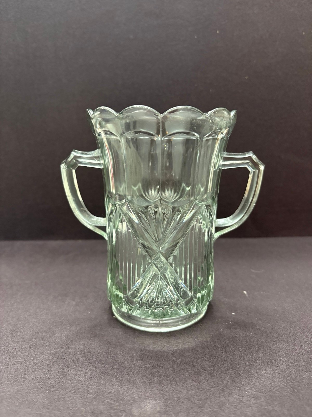 Antique EAPG Glass Celery Vase Spooner w/ Handles