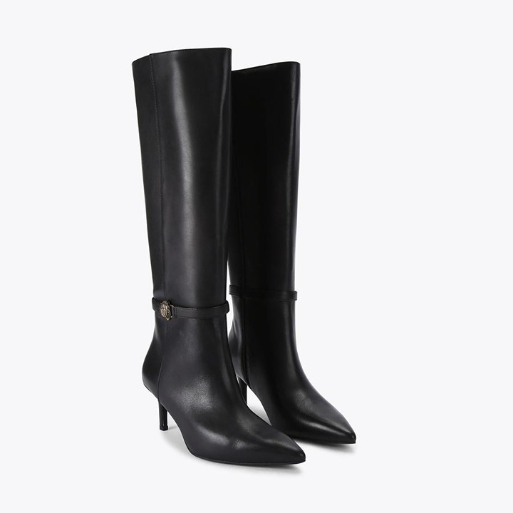 KURT GEIGER LONDON KENSINGTON FLEXI KNEE black leather BOOTS Size 9
