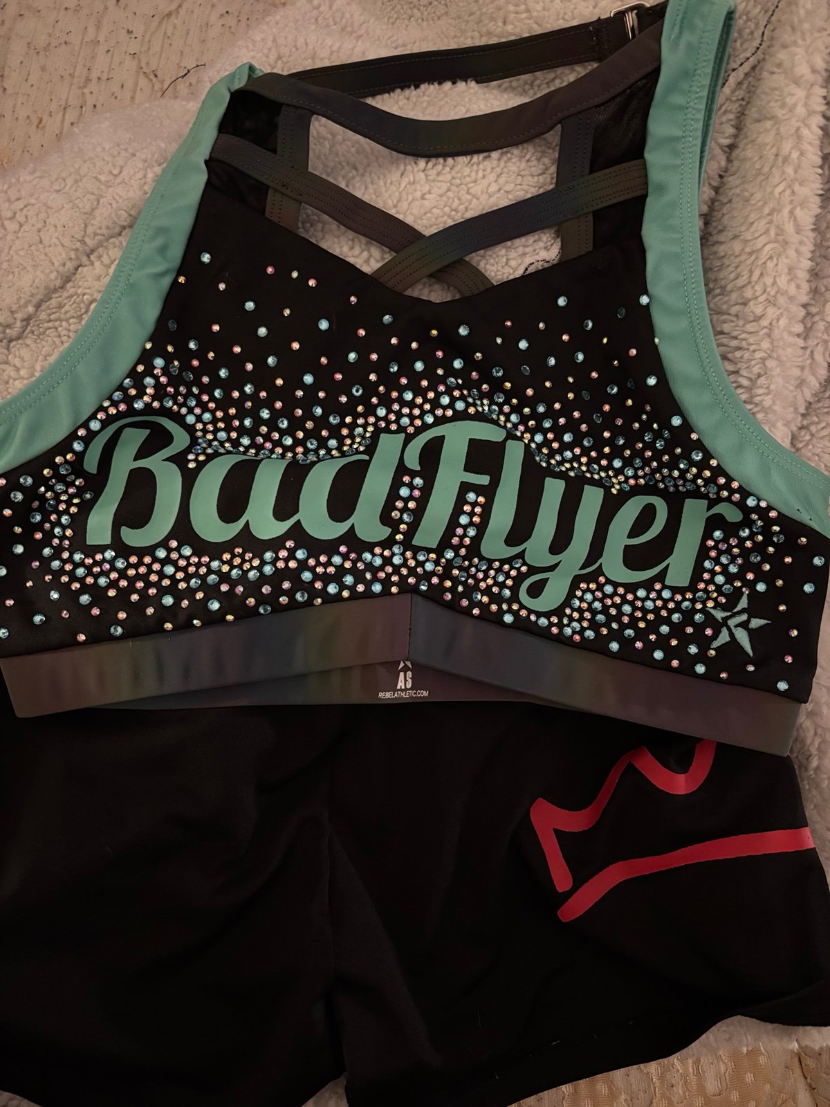 New bad flyer rebel Adult small cheer sports bra and shorts