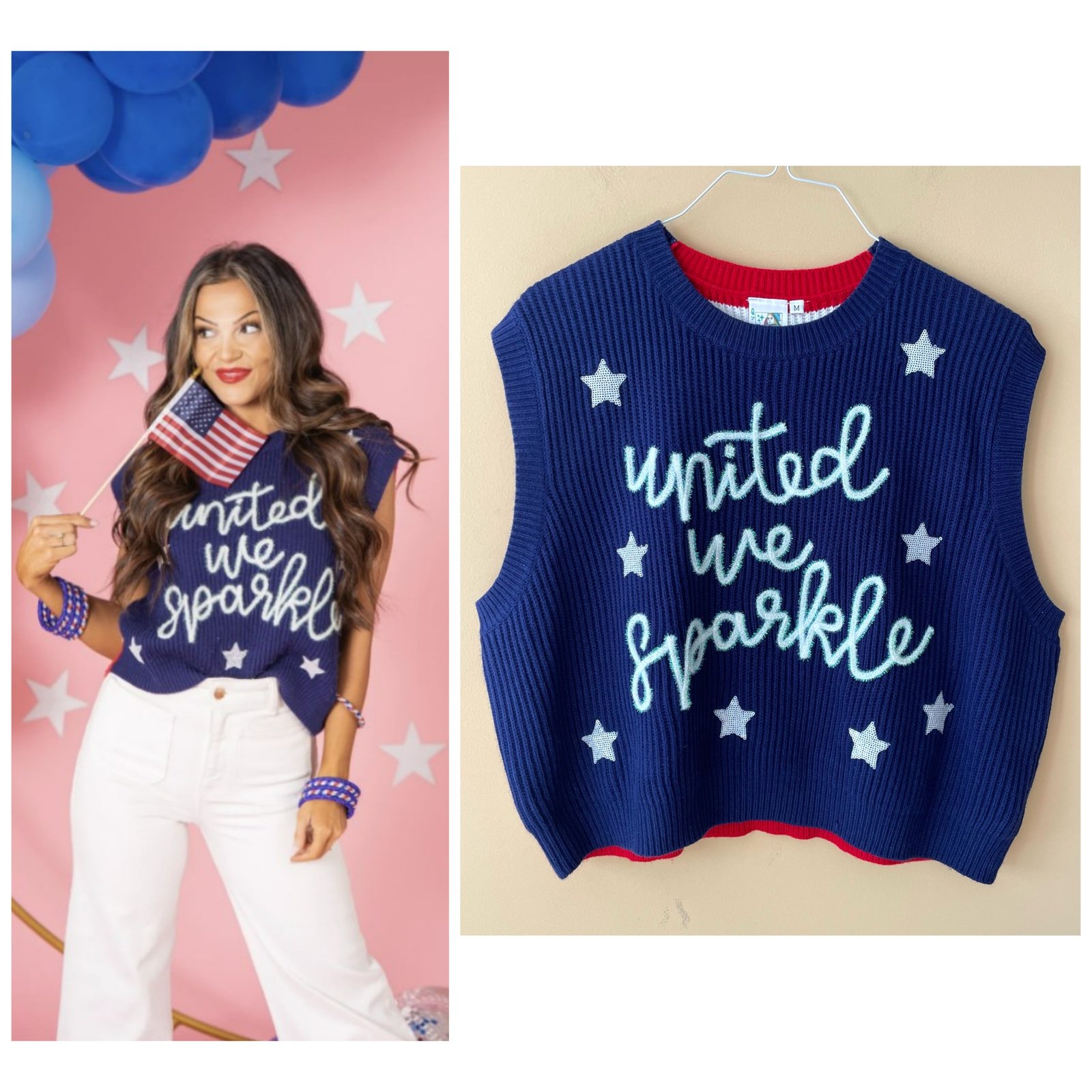 QUEEN OF SPARKLES ‘United We Sparkle’ Sweater Vest