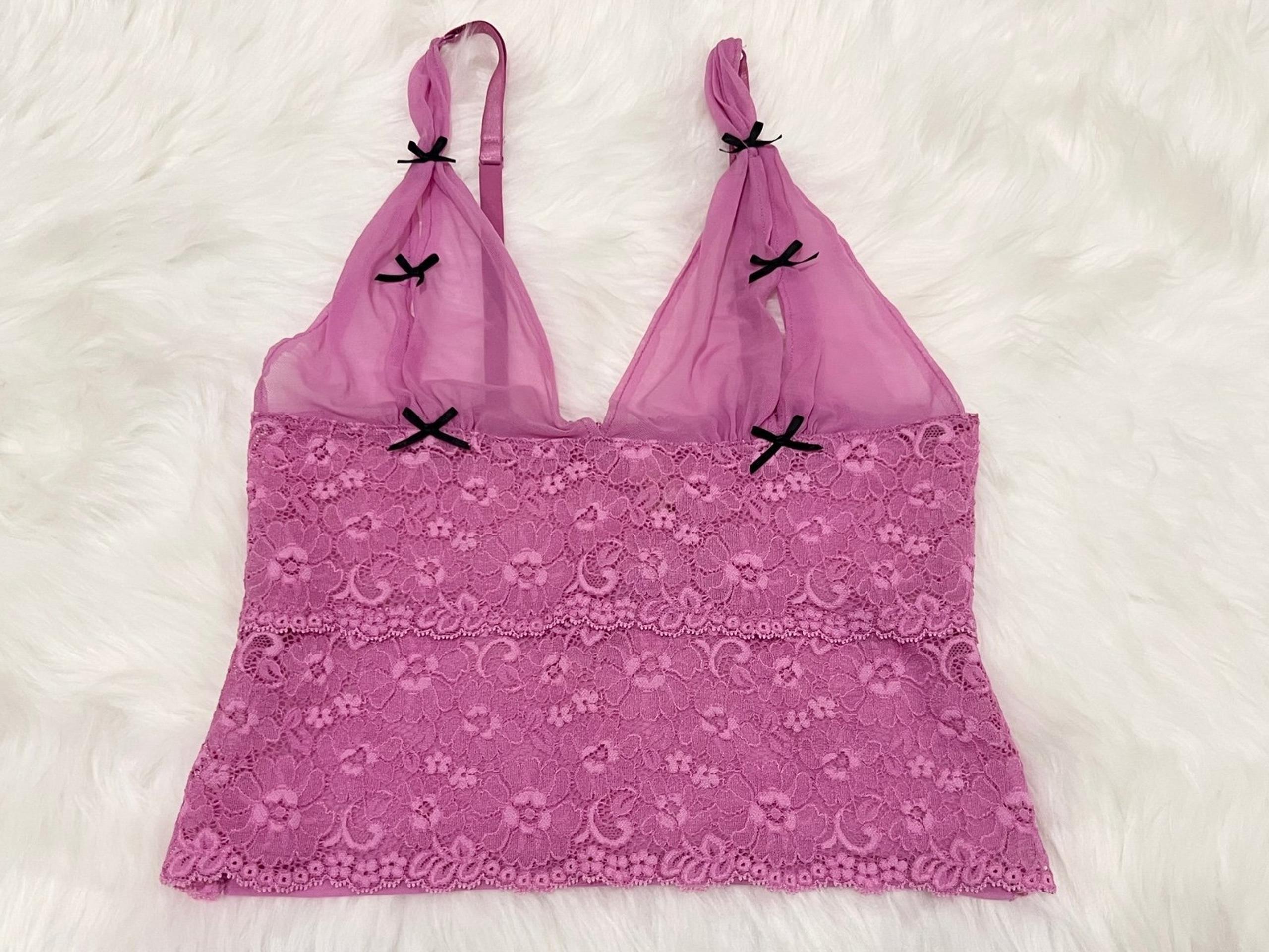 Vintage Y2K Victorias Secret Lace Lingerie Cami Purple/Black Women Small