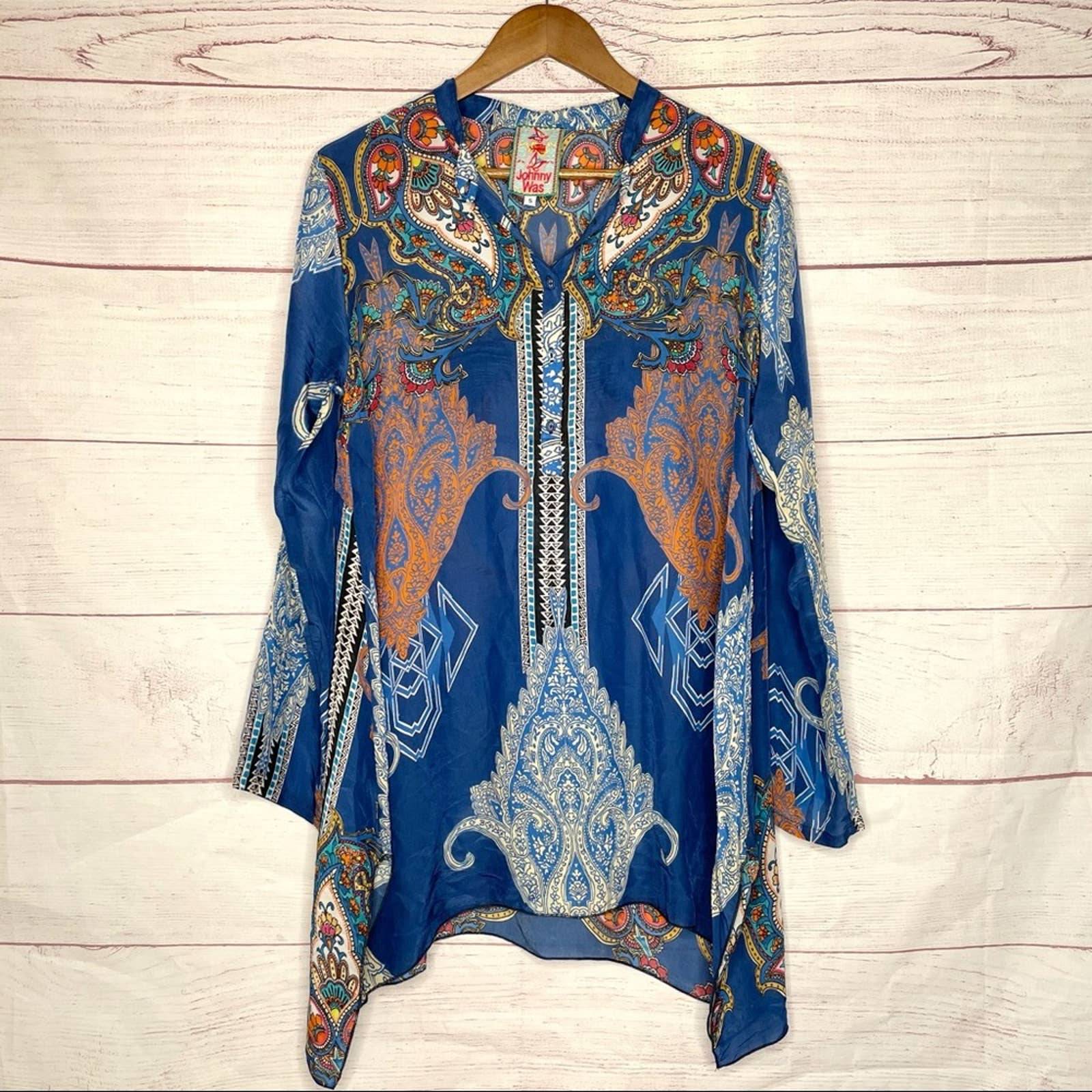 Johnny Was blue paisley tunic S