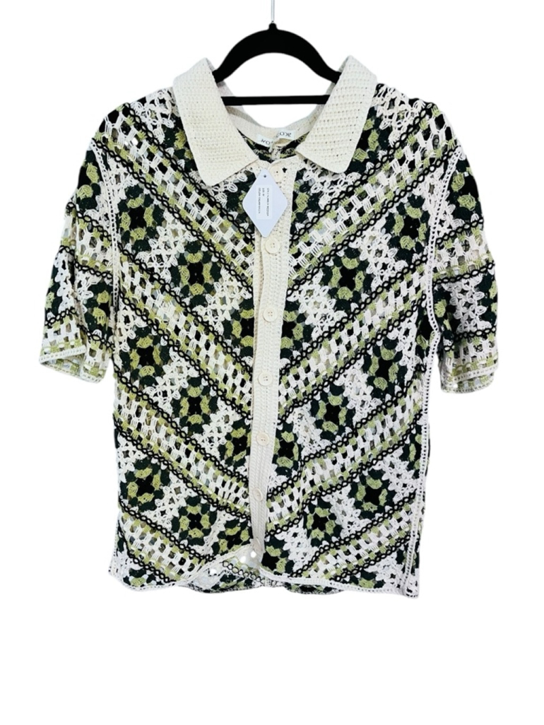 Norse Code NWT Crochet Button Down Shirt Size Medium Men's Granny Square Casual