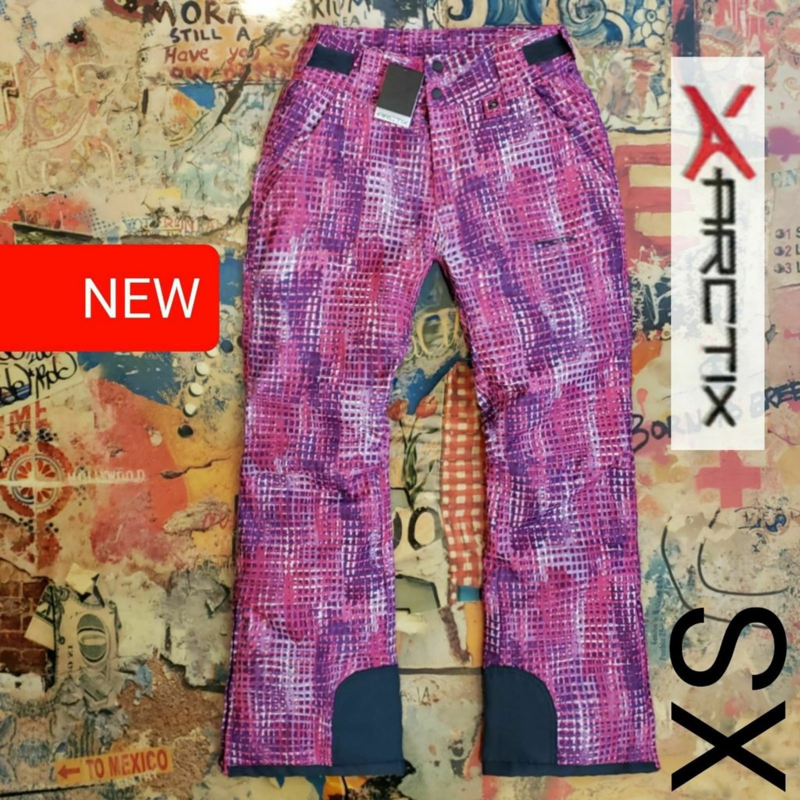 100 New 5K Waterproof Plaid Print Insulated Snowboard Pants / Ski Pants! XS