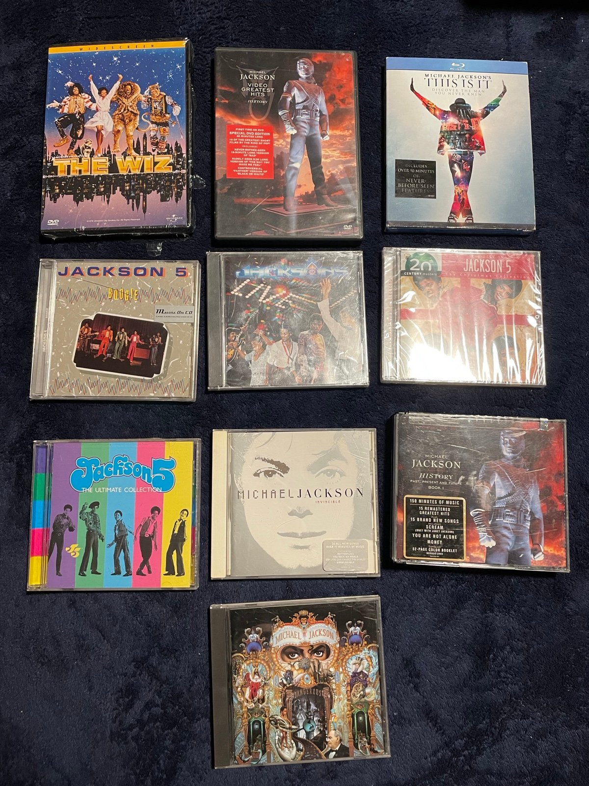 Michael Jackson Dvd & Cd Lot Of 10, Video Greatest Hits History Dvd, The Wiz Dvd