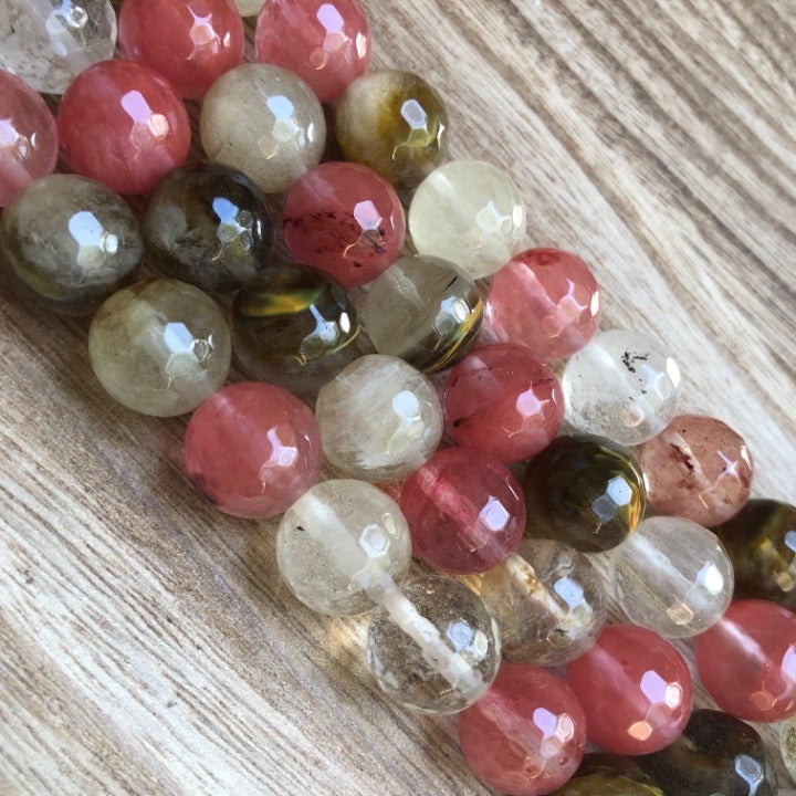 10 Strands Lot Of Natural Cherry Quartz Gemstone Beads 12mm faceted