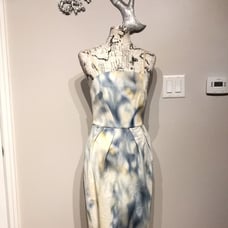 Watercolor Coquette Coastal Pencil Ombre Pleated Shift Sheath Wedding Brunch