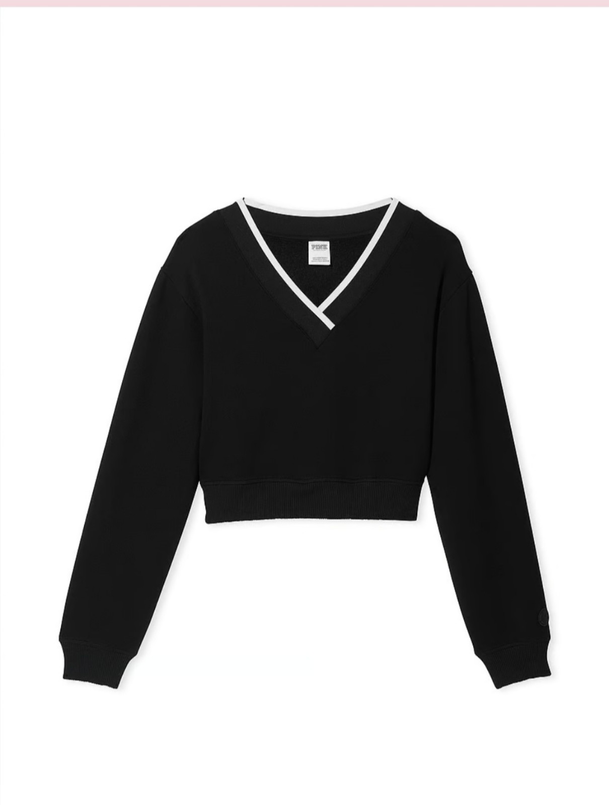 NWT Victoria's Secret Pink V Neck Crop Sweater Medium Black