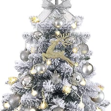 Mini Christmas Tree with Lights,24In 2ft Snow Flocked Pre-lit Tabletop