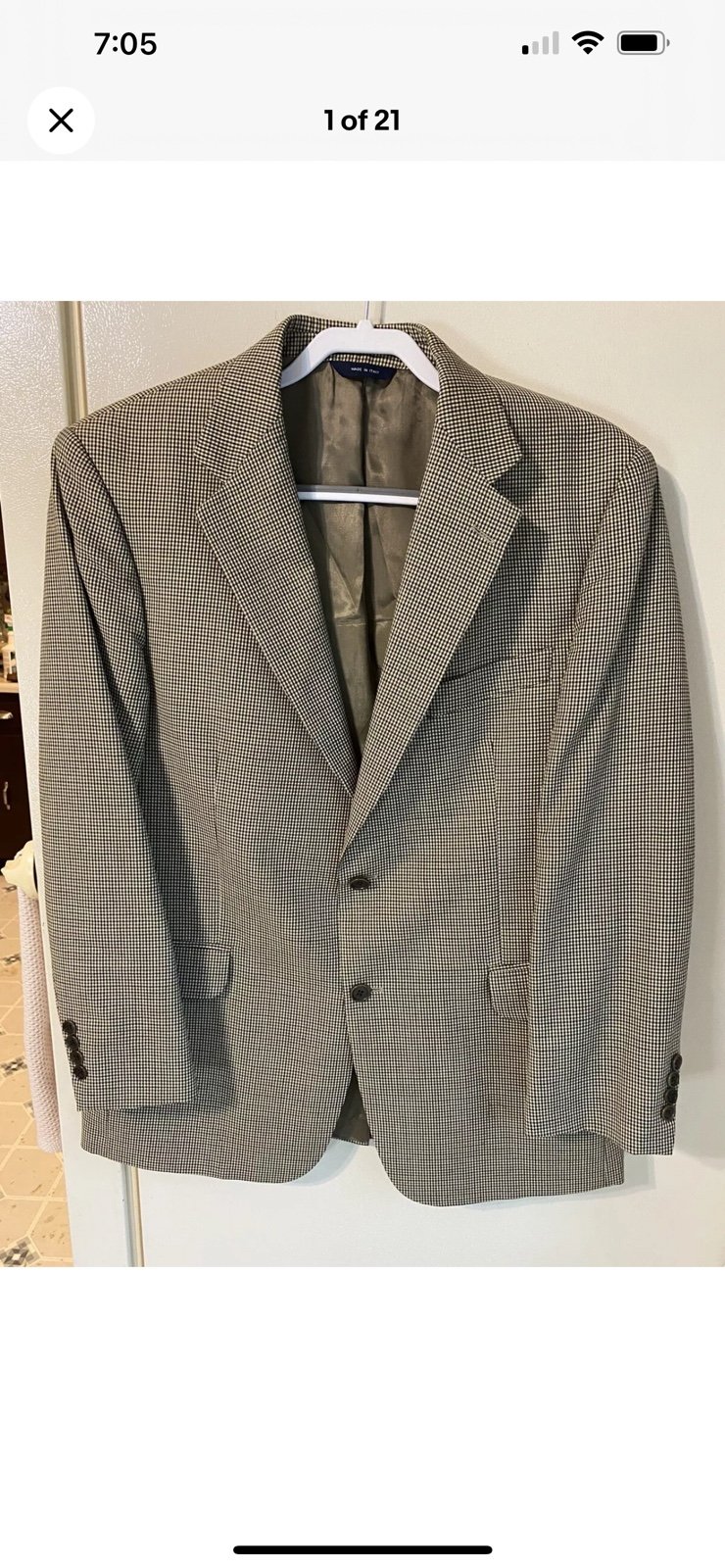 Vintage Brooks Brothers Blazer Size 42R Worsted Wool Houndstooth Made in Italy