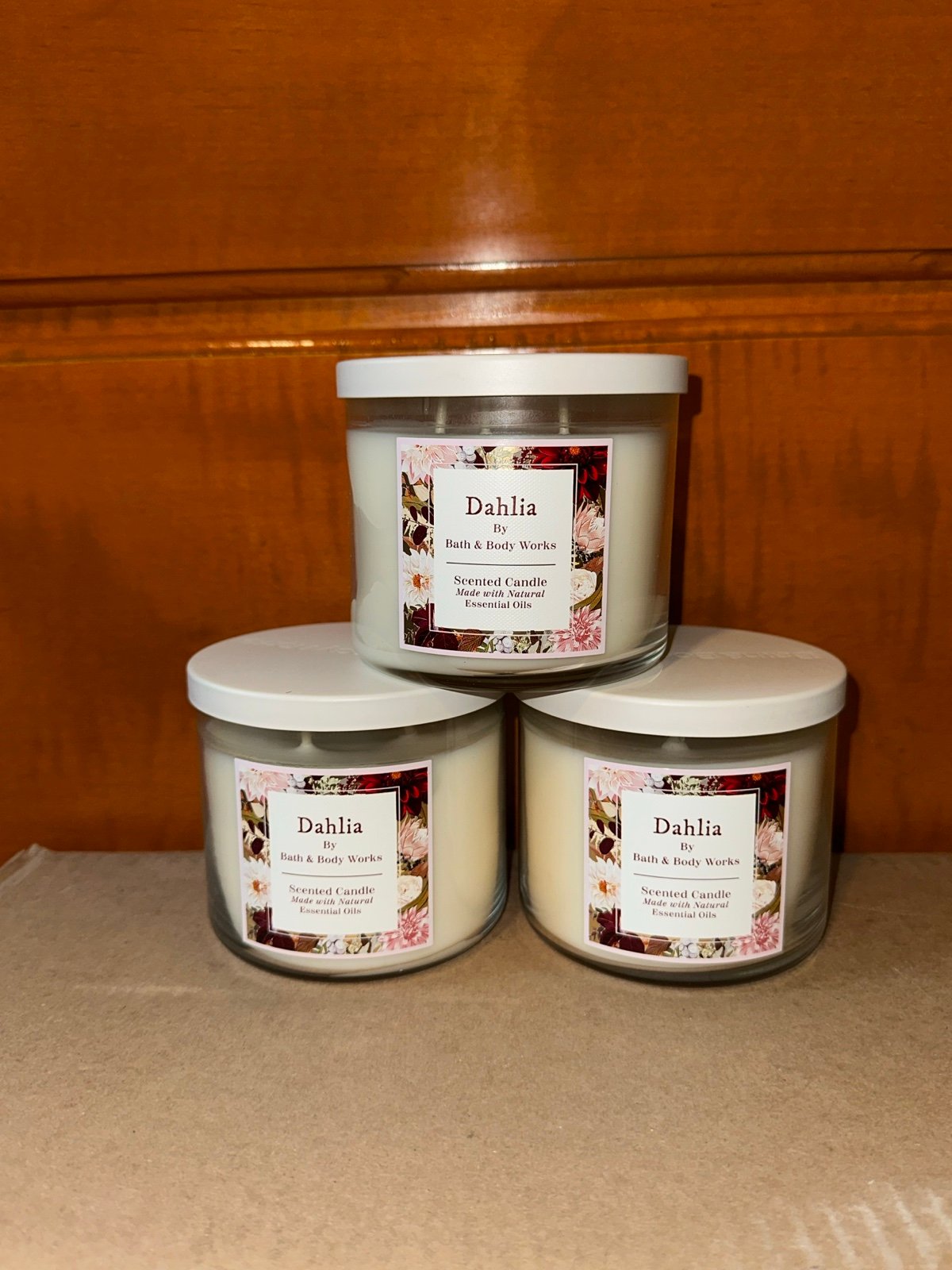 NEW Bath & Body Works DAHLIA 3 Wick Candle Bundle