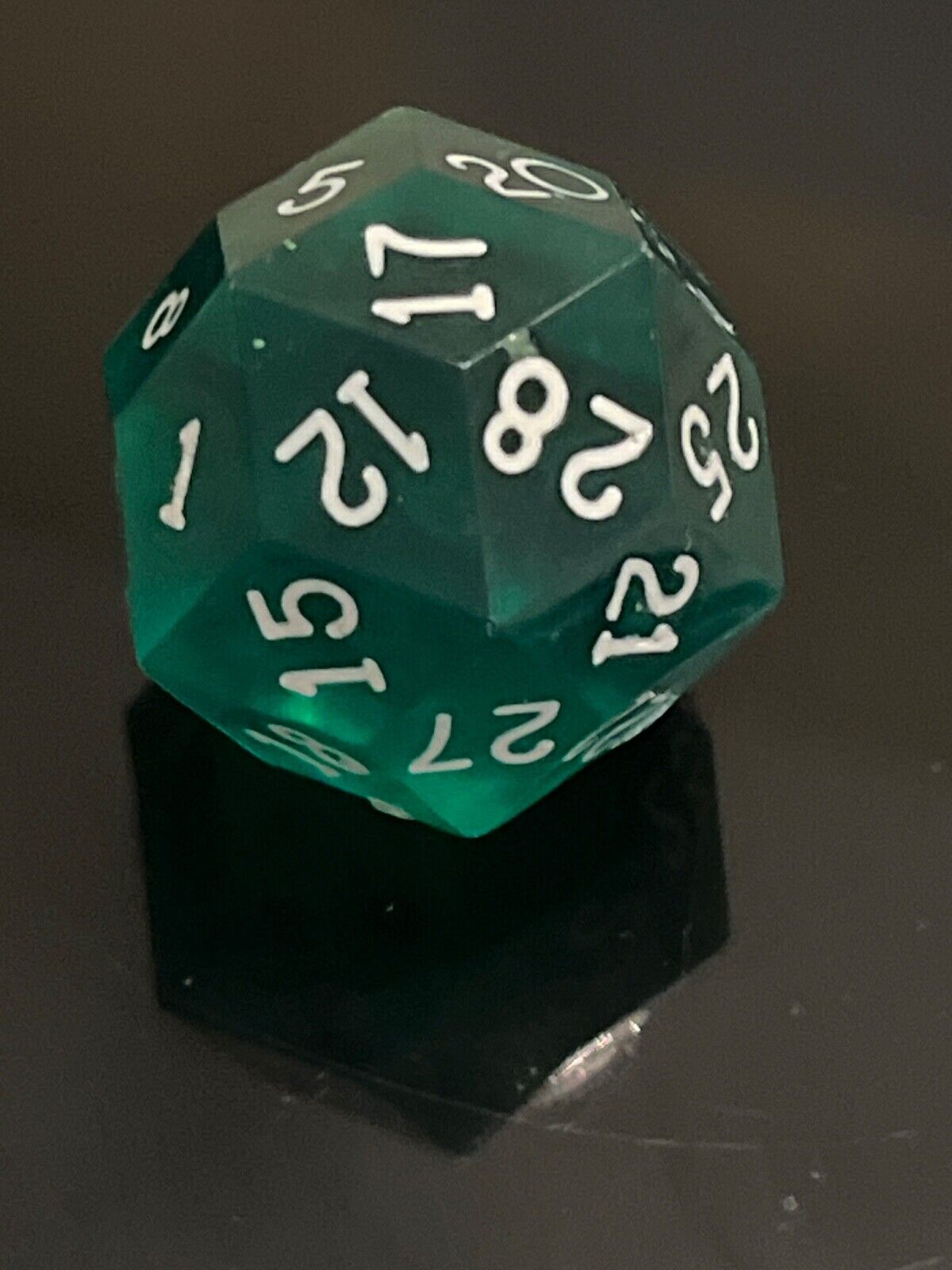 Older Armory emerald green gem w/ fresh white d30 jumbo dice 012625aAB@