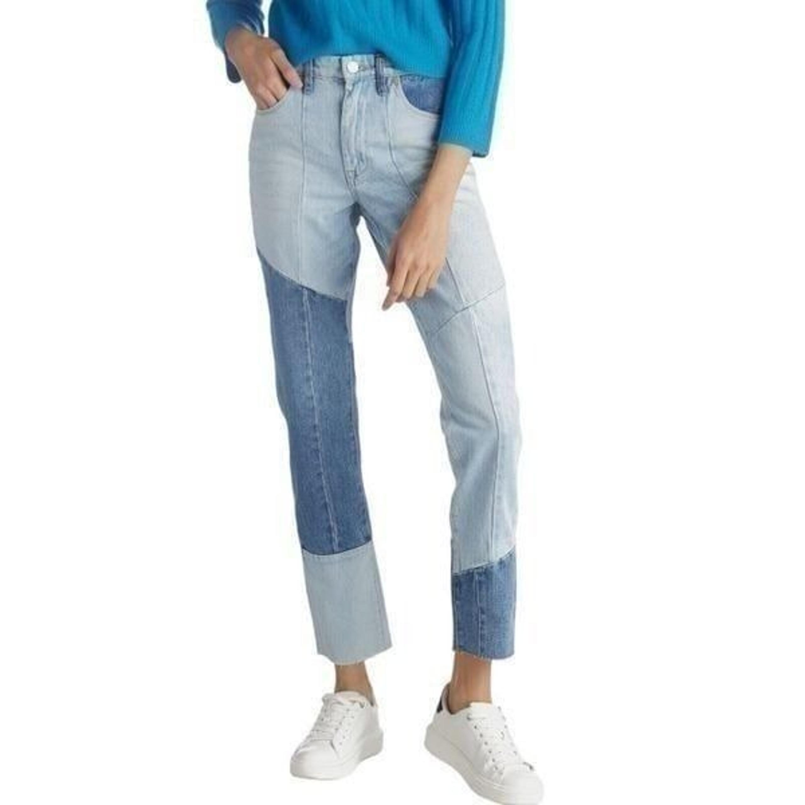 Blank NYC Jeans Women’s 27 Blue Patchwork The Lexington Slim Straight