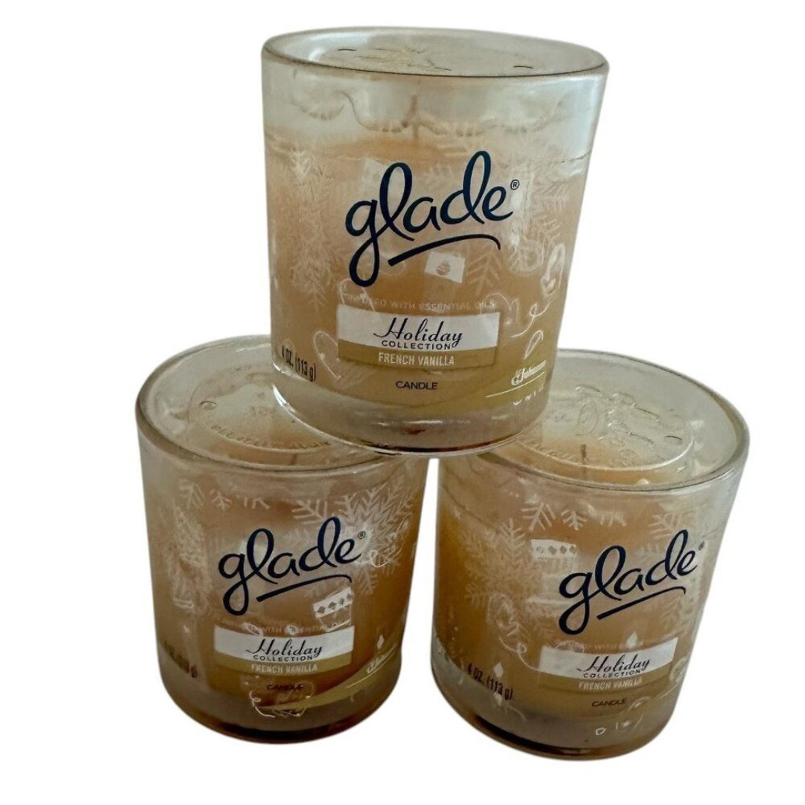 Glade THREE Limited Edition Collection French Vanilla Scent 4 Oz Glass Jars NEW