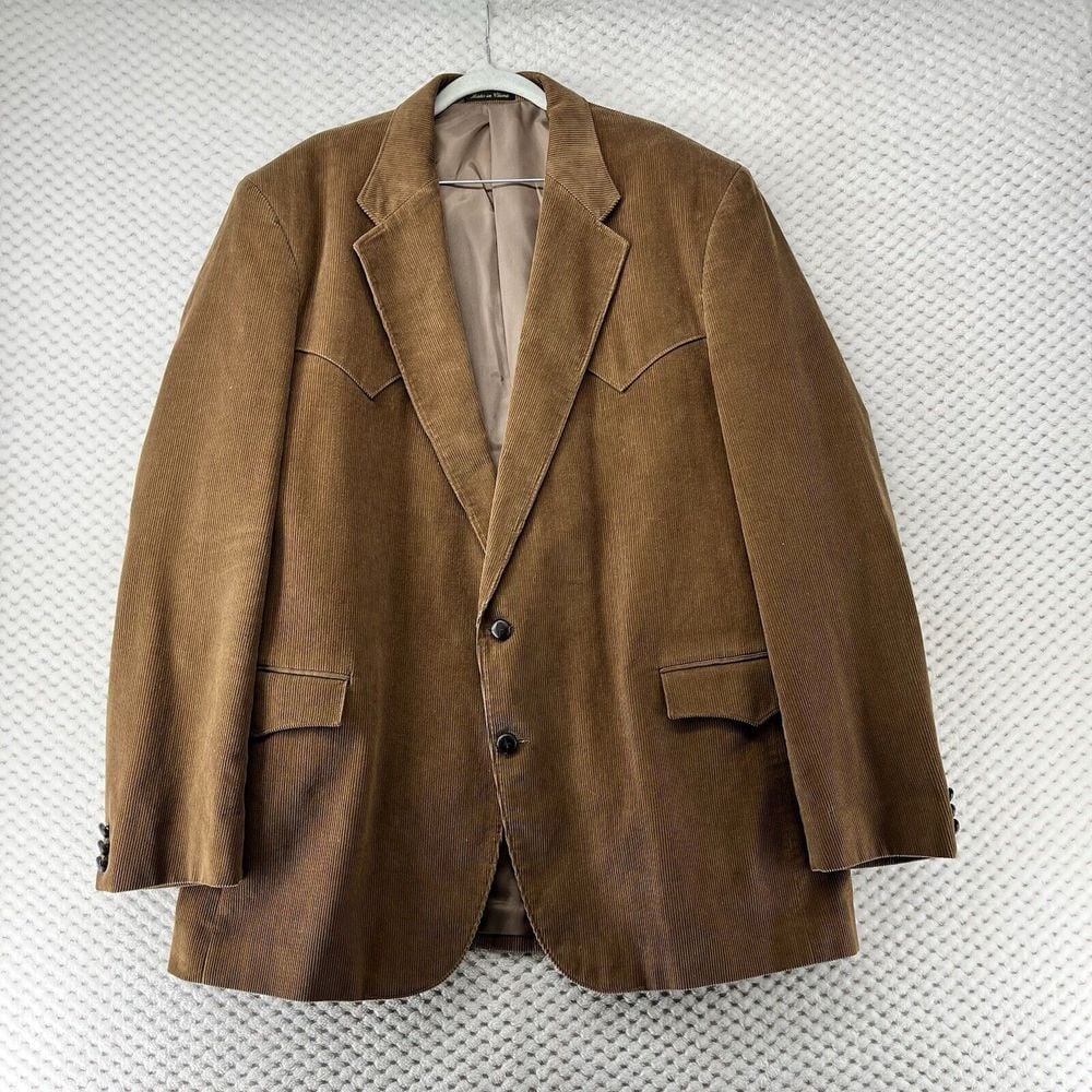 Circle S Dallas Men's Western Jacket Corduroy Coat Rust Brown Embroidered 46L