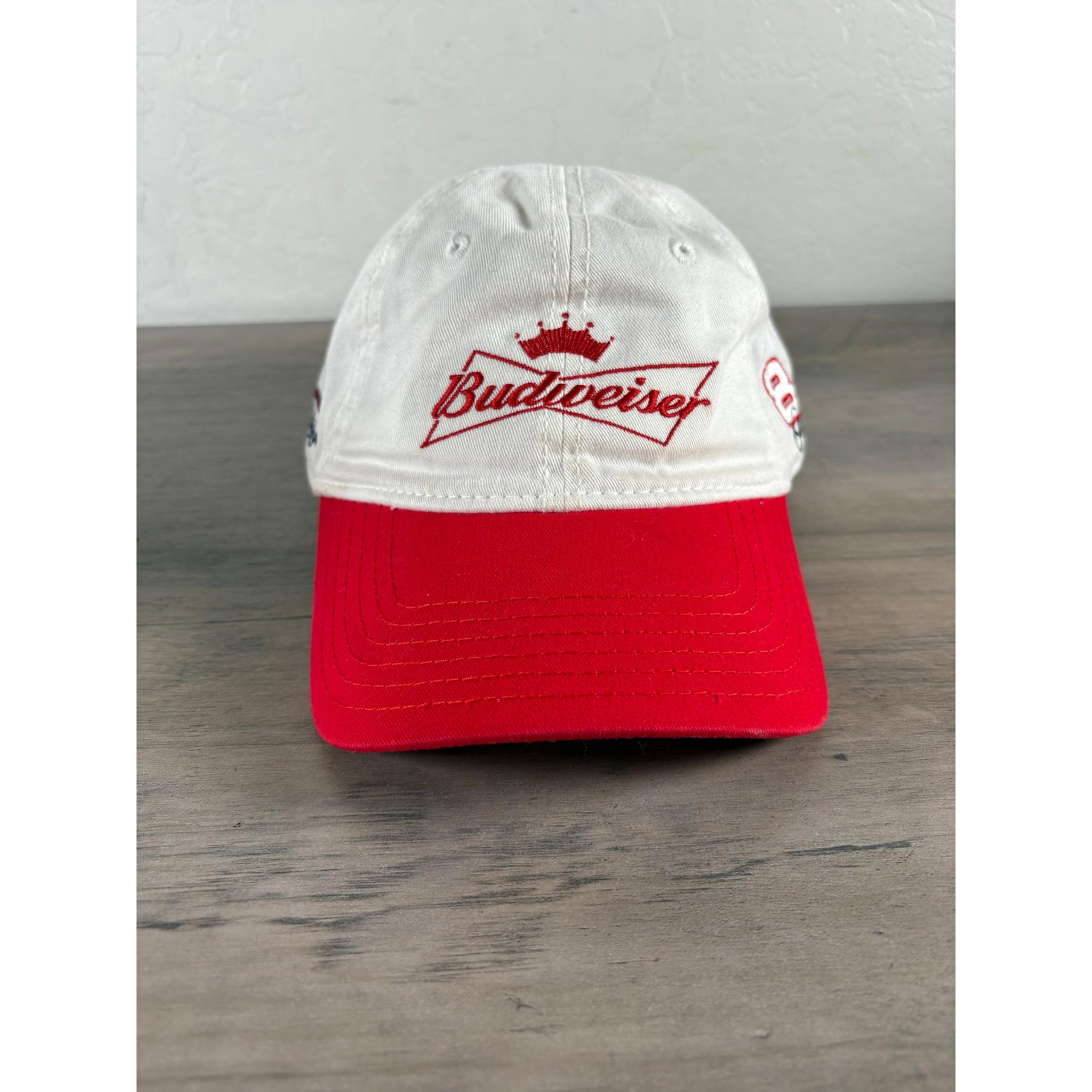 Budweiser Chase Dale Earnhardt White Red Men's Adjustable Hat Cap EUC
