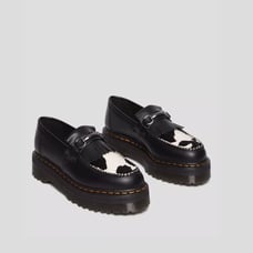 US w sz 7 DR. MARTENS ADRIAN SNAFFLE HAIR-ON COW PRINT PLATFORM LOAFER MSRP210