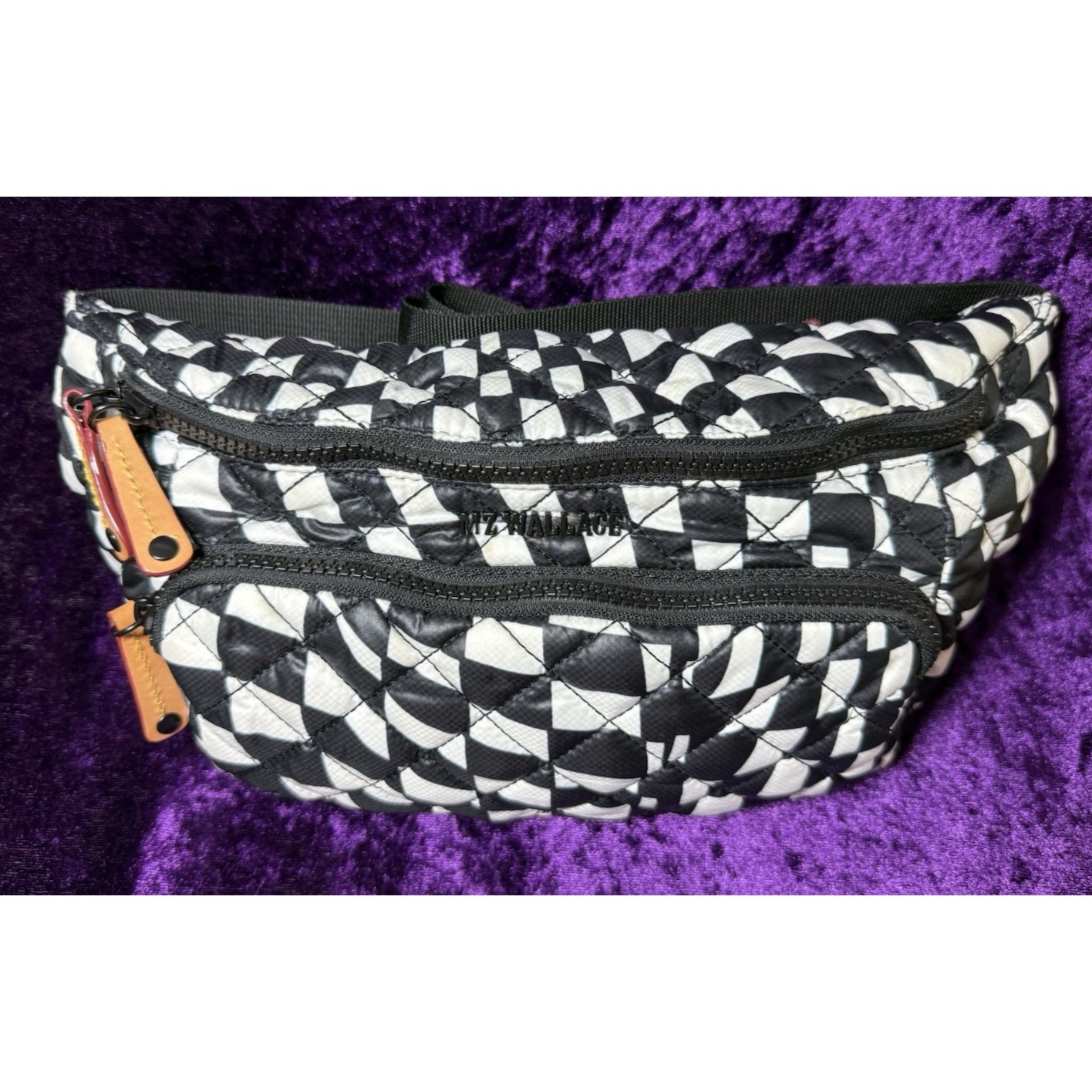 MZ Wallace Metro Sling Checkerboard Quilted Fanny Check Bag Black White SOLD OUT