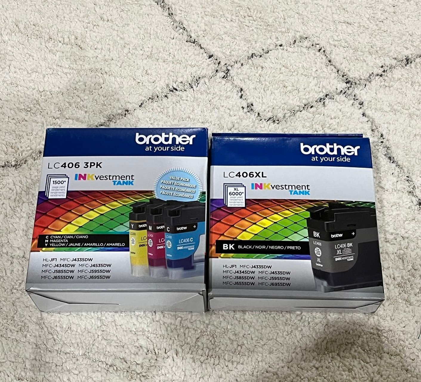 Brother ink LC 406Xl and LC406 3pk over 125 value