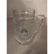 Pewter Dual Revolvers Grape Leaf Embossed Glass Stein Walt Disney Vintage