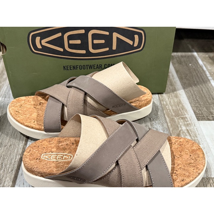 Keen Womens Elle Mixed Slide Sandals Brindle/Birch 9.5 M Cork Sole Comfort
