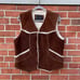 VTG 60s JC Penney Leather Vest Mens Brown medium Western Wear Sherpa Lined
