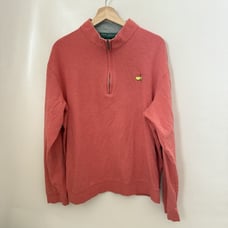 Masters Collection 1/4 Zip Pullover Sweater Mens XL Pink Red 100% Pima Cotton