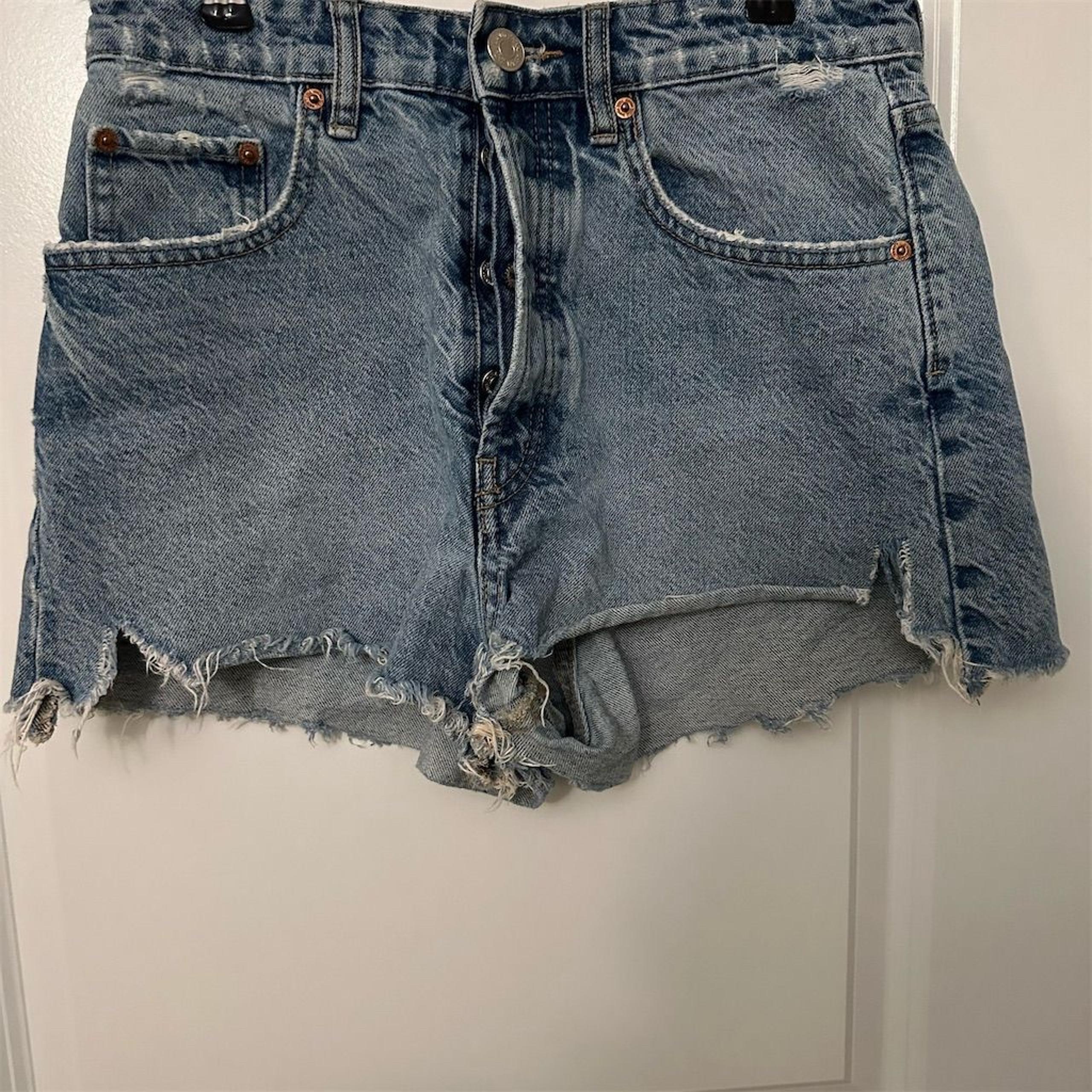 Zara Women's Blue Denim Cutoff Shorts Size 6 Distressed Casual