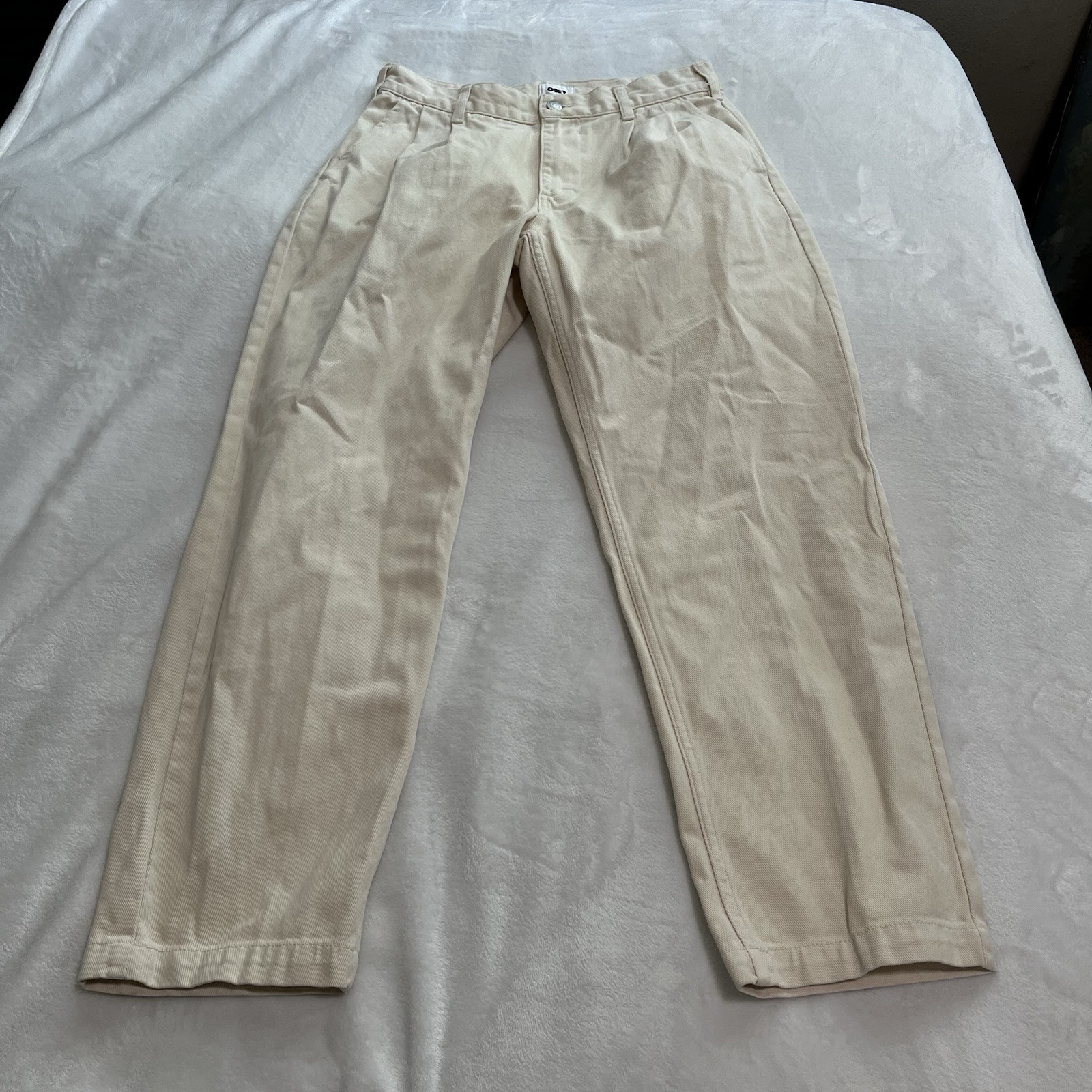 Obey Men's Straggler Pleated Pants Size 30 White Beige