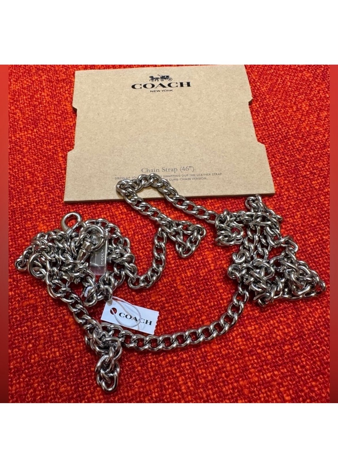 Coach silvertone purse/bag chain strap 46