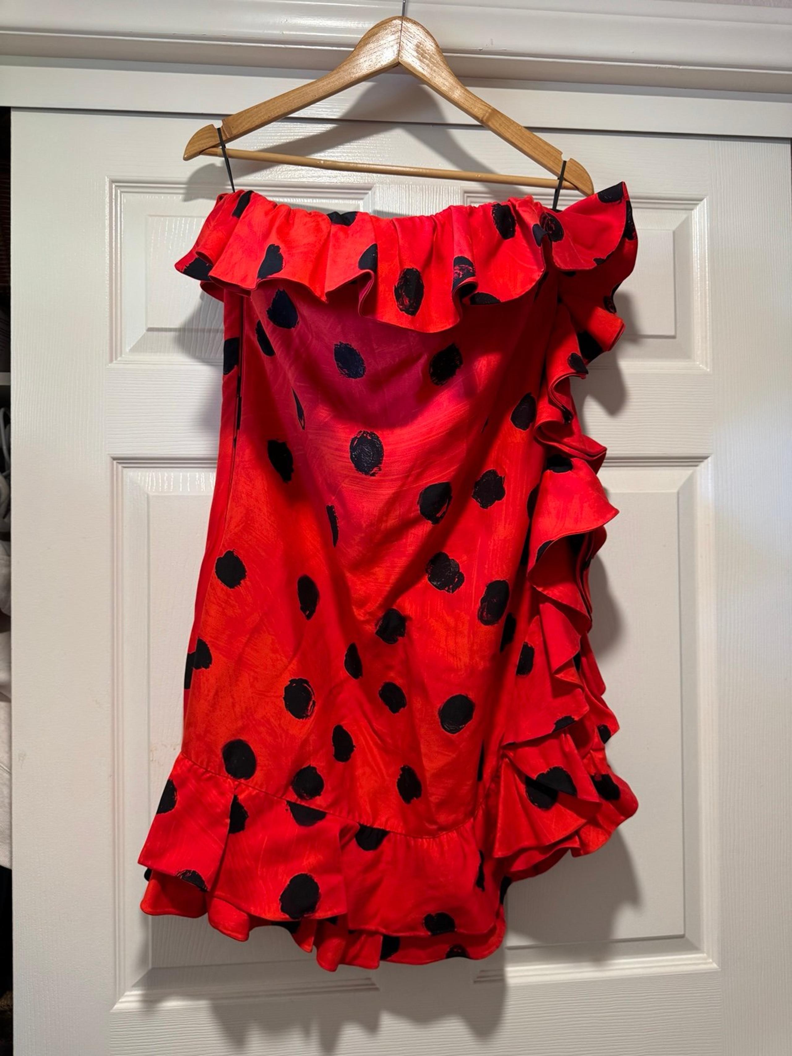 Moschino red polka dot ruffles ladybug dress