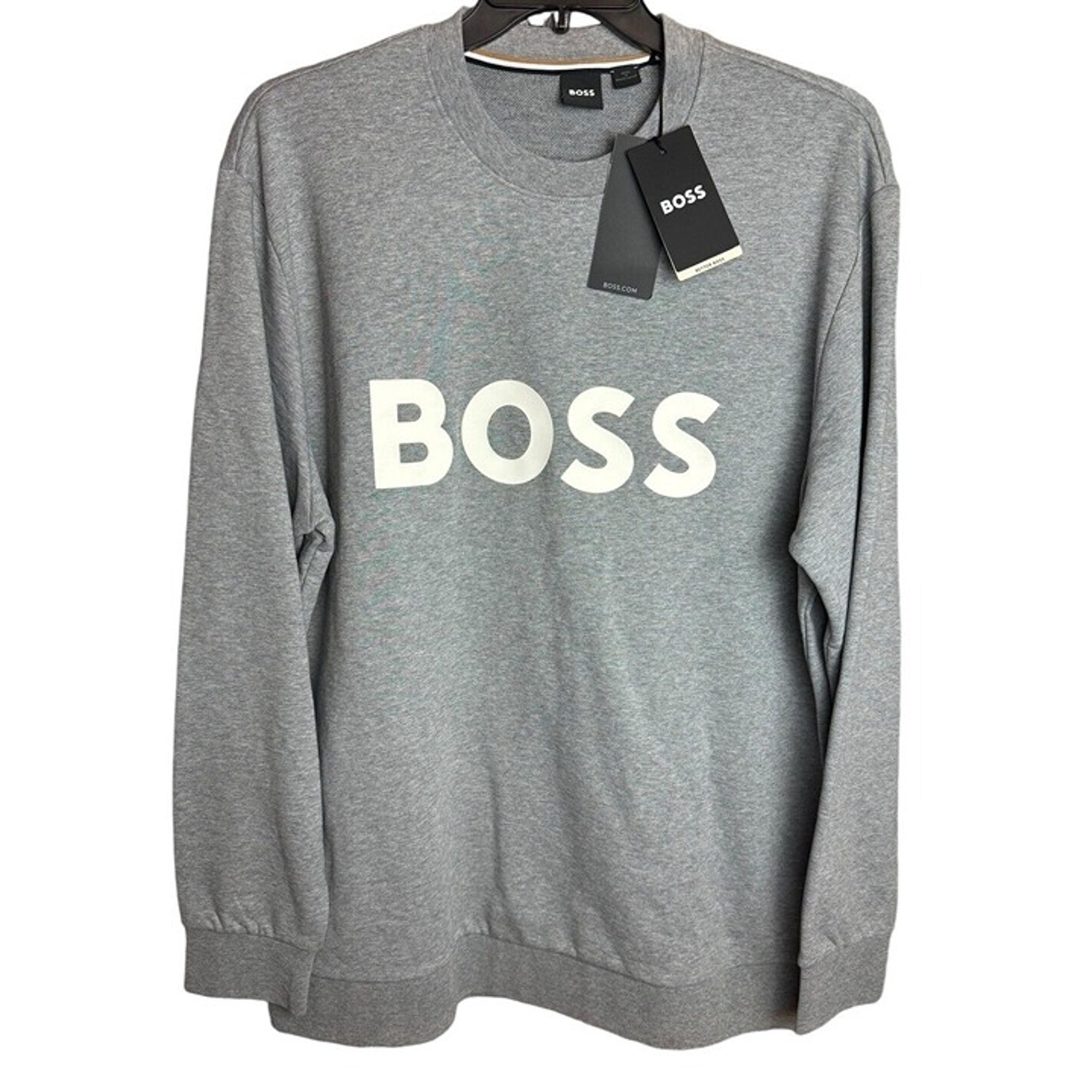 Hugo BOSS XXL Soleri Gray French Terry Pullover sweatshirt Big Logo NWT $198