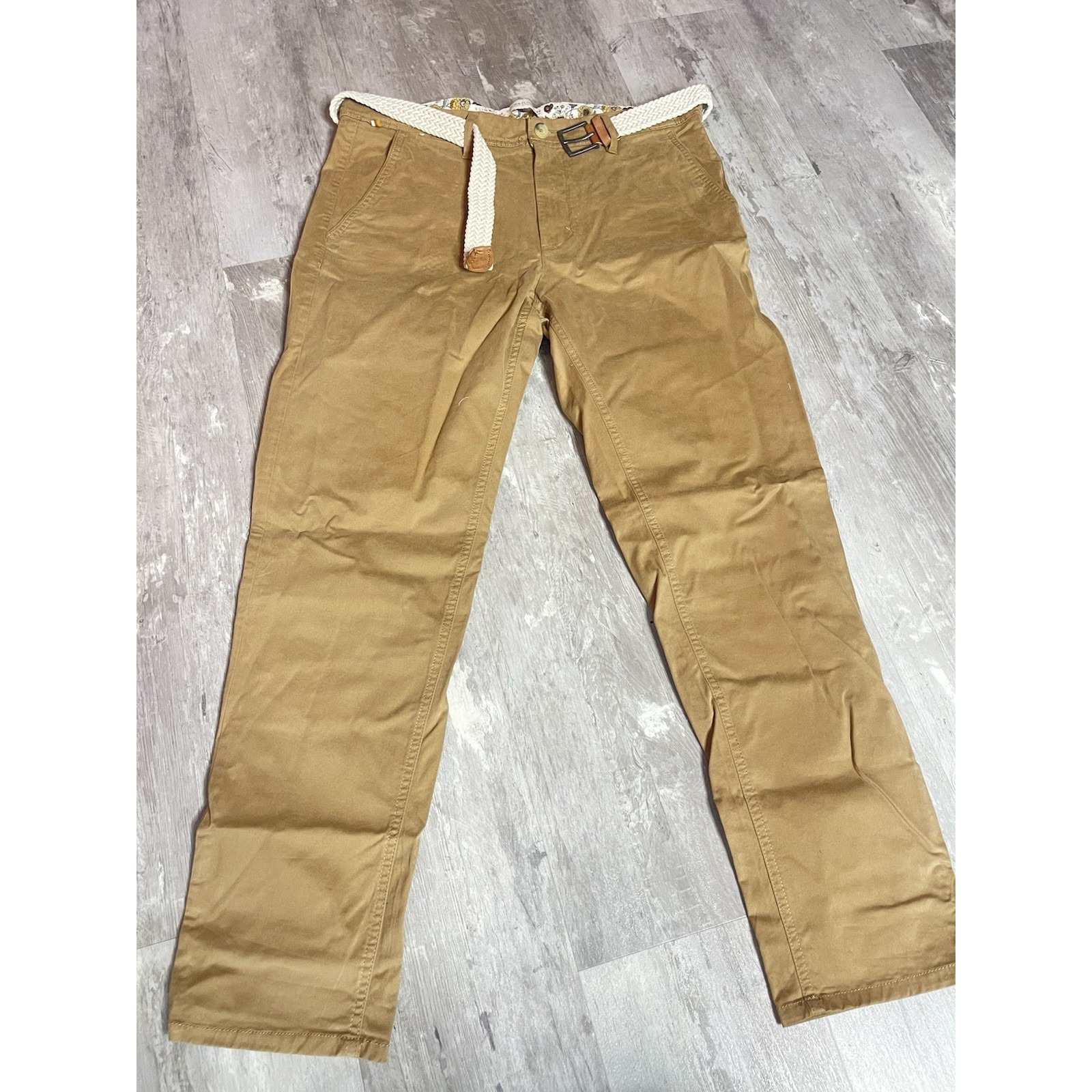 NWT Denim & Flower Ricky Singh Men's Stretch Slim Chino Pants Khaki 34x29 Z-225