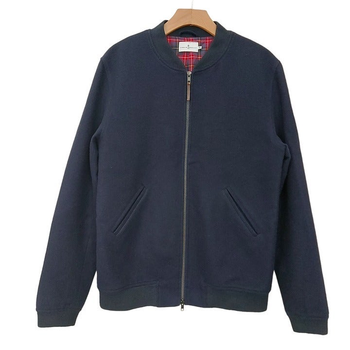 Cuisse De Grenouille Paris Bomber Jacket Mens Medium Navy Full Zip Merino Wool