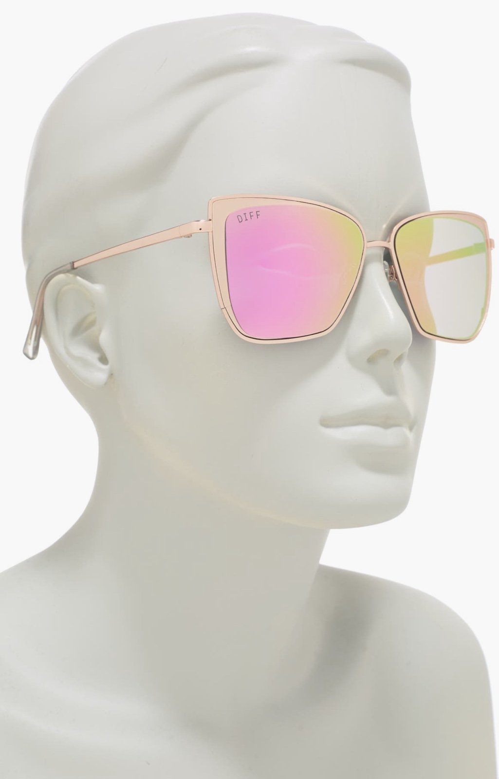 NWT DIFF 58mm Square Rose Gold/Pink Mirror Lens Sunglasses MSRP 95