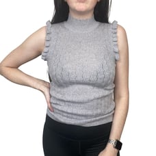 Rebecca Taylor Sleeveless Ruffle Merino Wool Turtleneck Sweater