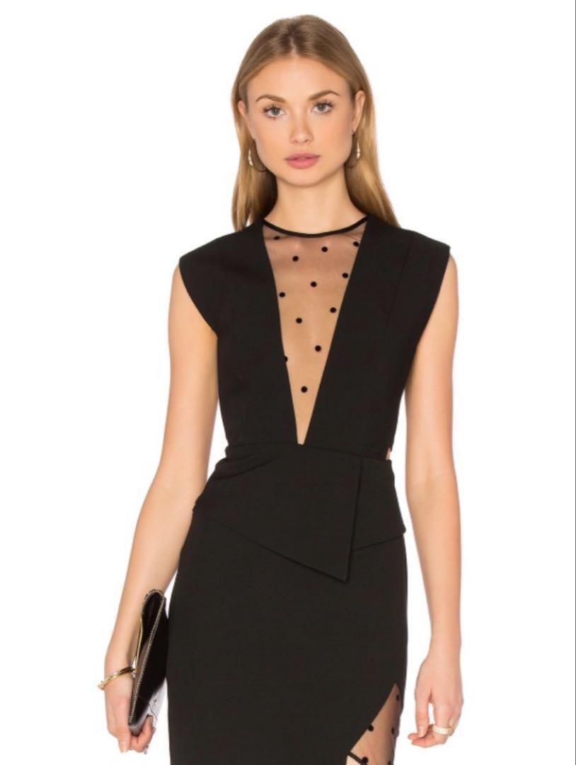 Michelle Mason Mesh Plunge Top - Dotted