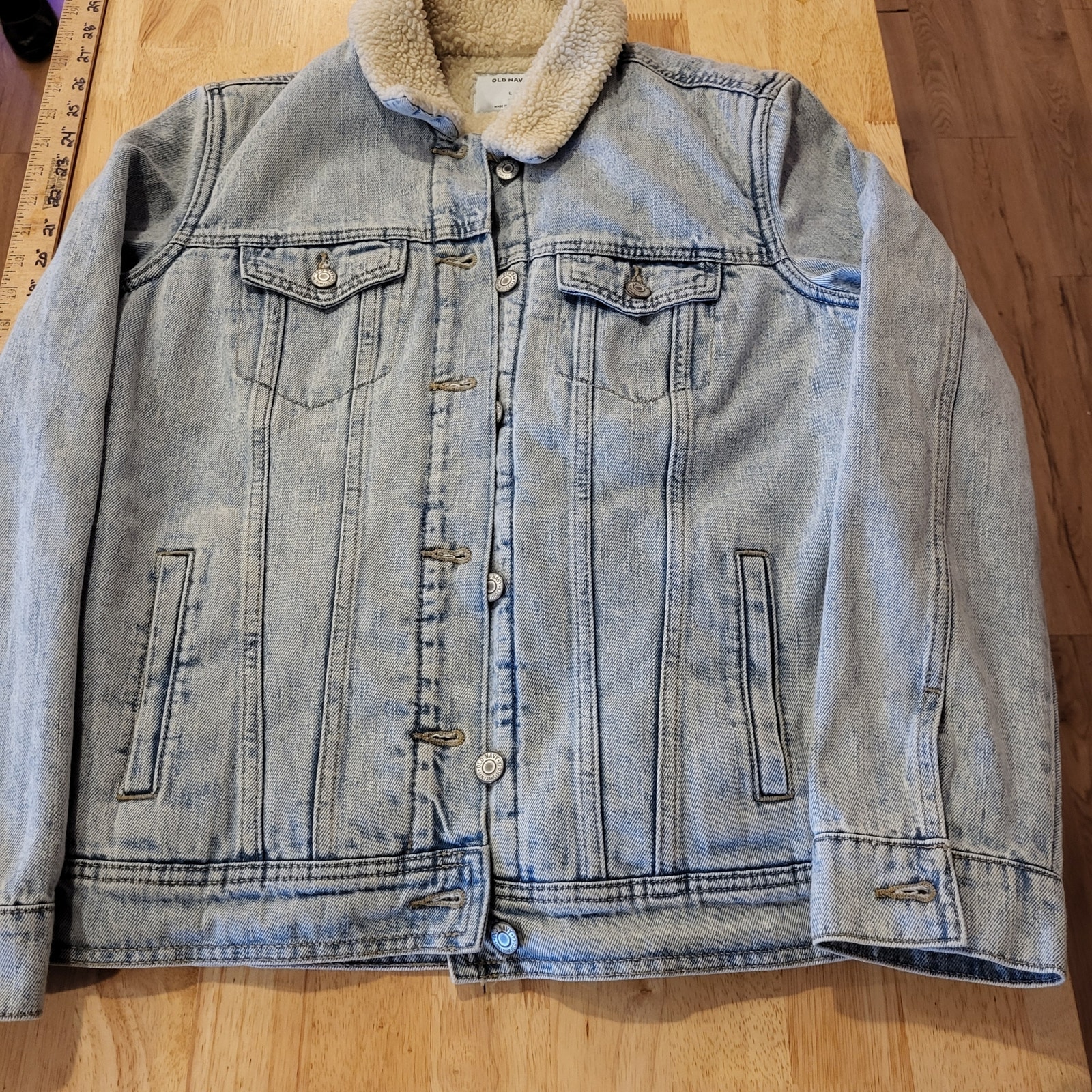Old Navy Shearling Lined Denim Jean Jacket Size Large