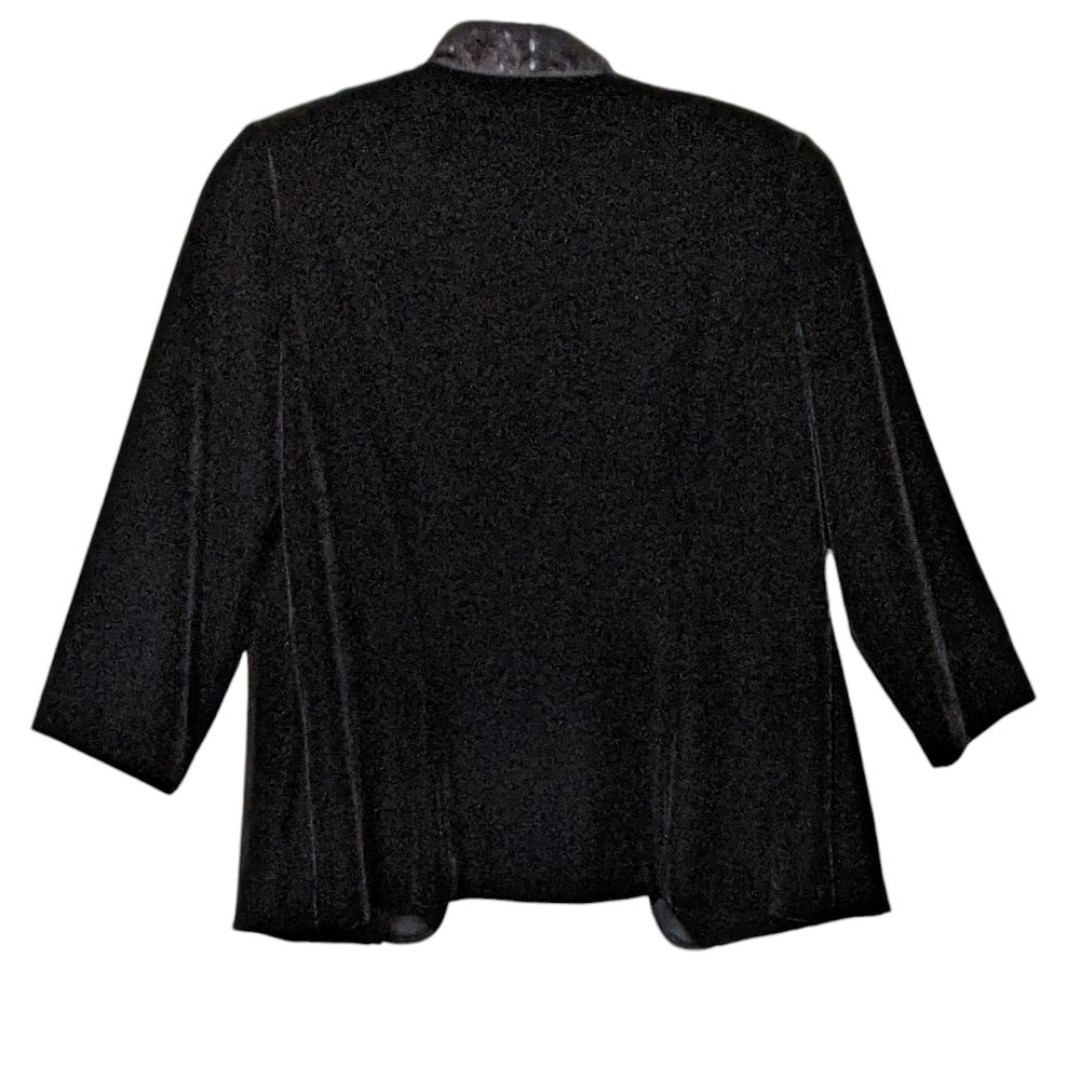 Alex Evenings 3/4 Sleeve Scoop Neck Stretch Velvet jacket Sequin detail collar S - detail
