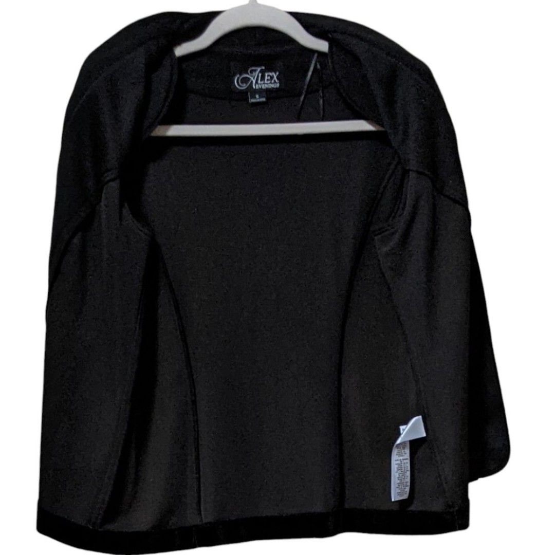 Alex Evenings 3/4 Sleeve Scoop Neck Stretch Velvet jacket Sequin detail collar S - detail