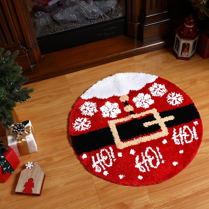 Ceenna Christmas Bathroom Rug Decor Christmas Santa Belt Rug Santa Belt Bath Mat